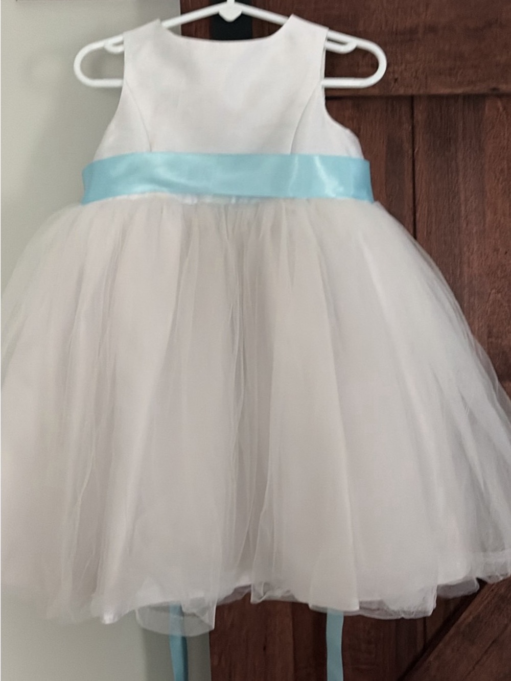 David’s bridal Flower Girl Dress with Light Blue Sash